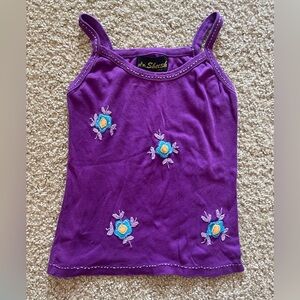 Sheesh Collections Purple Tank Top with Floral Embroidery